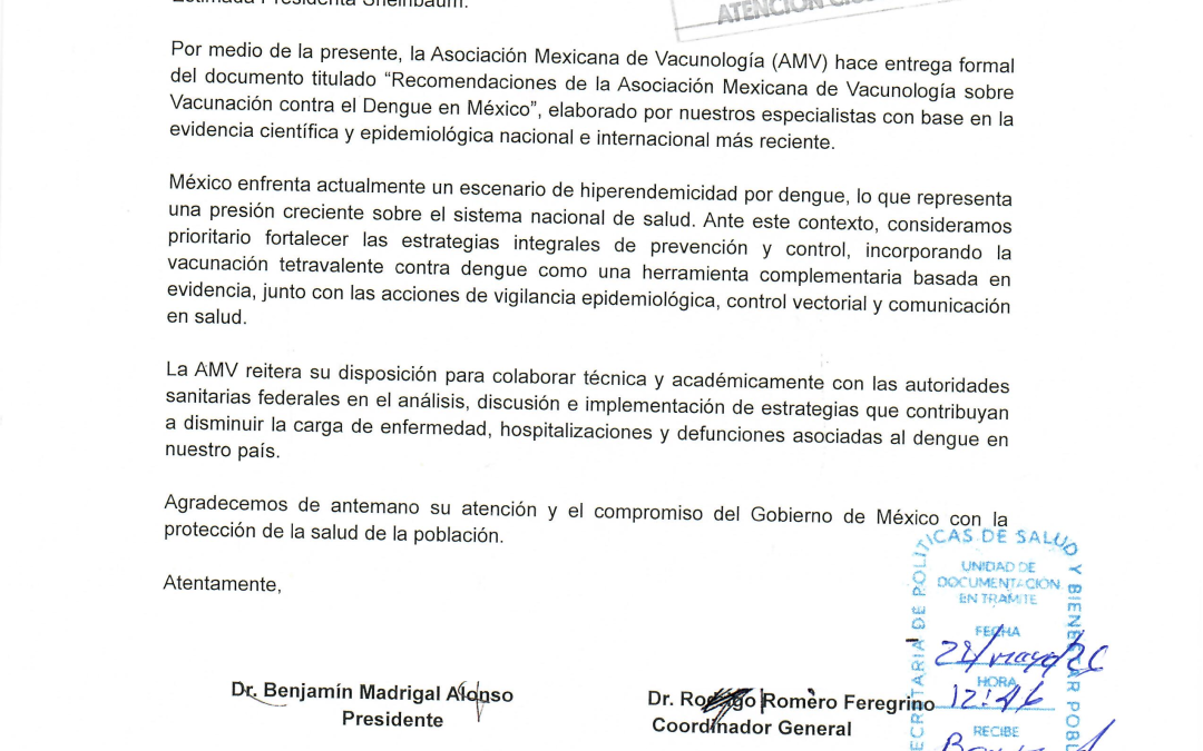 Vacunación contra el Dengue en México.  Documento de Recomendaciones de la Asociación Mexicana de Vacunología